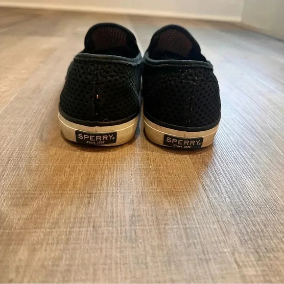 Sperry TopSider Seaside Perf Slip On Shoe Size 10 Black GUC - Picture 3 of 7